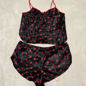 Vintage PJ Set Cami Shorts Hearts Size Medium